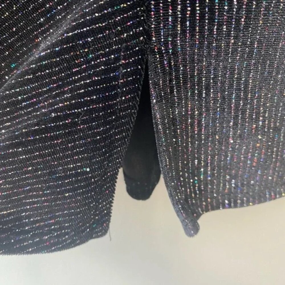 Altar'd State Shimmering Black Stretch Velvet Long Sleeve Mini Dress - Picture 4 of 7